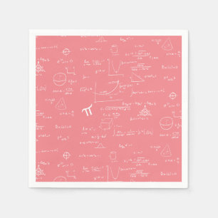 Pink Math Equations Graphics Party Napkin