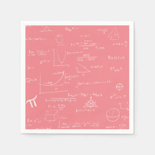 Pink Mathematics Formulas and Equations Party Napkin