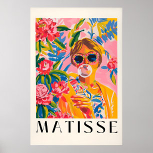 Pink Matisse Style Art Print Girly Funky Woman