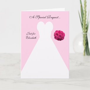 Pink Matron of Honour Card -- Bridal Gown