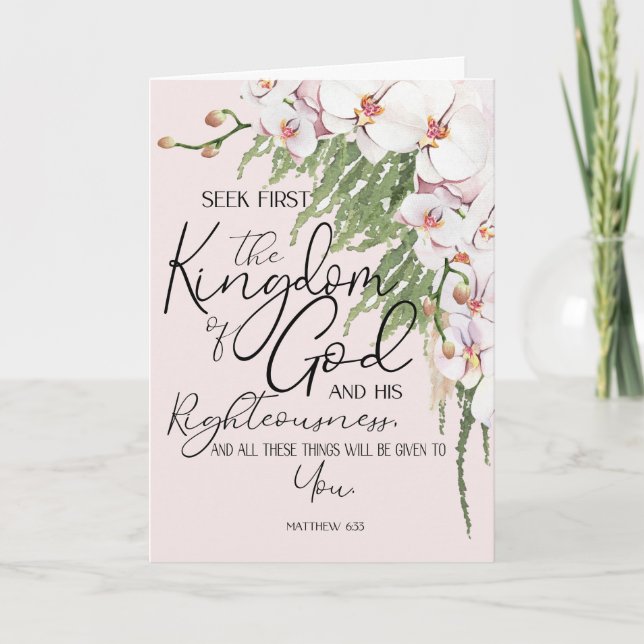 Pink Matthew 6:33 Seek the Kingdom of God Card (Front)