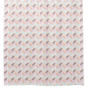 Pink, Mauve, Blue Herringbone Pattern Design Shower Curtain