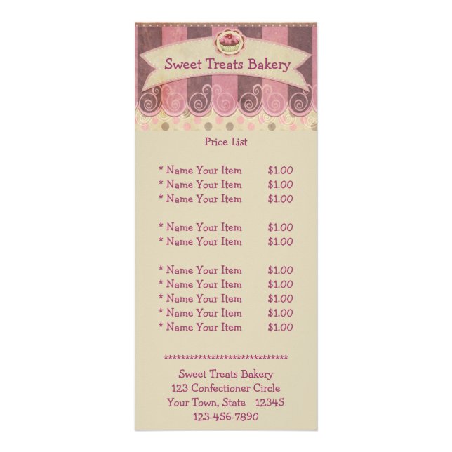 Pink, Mauve Cupcake Rack Card (Front)