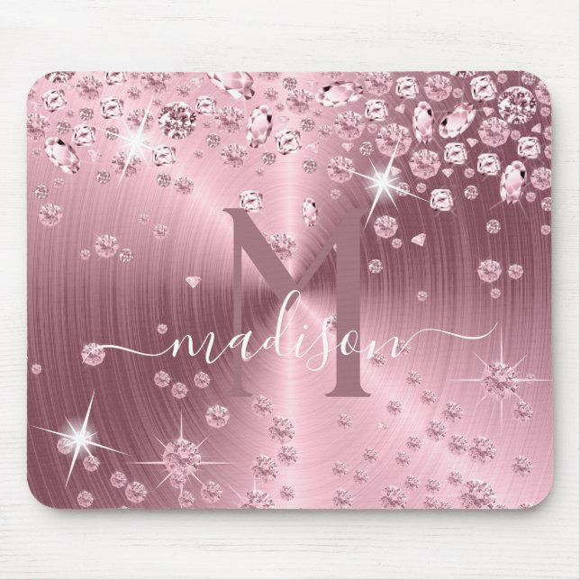 Pink Mauve Diamonds - Personalized Mouse Pad (Front)