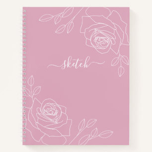 Pink Mauve Elegant Floral Sketchbook Notebook