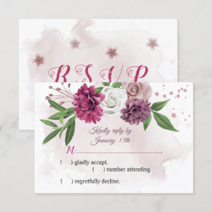 pink mauve flowers botanical RSVP card