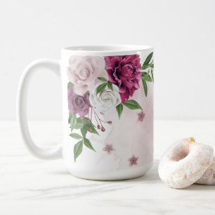 pink mauve flowers greenery coffee mug