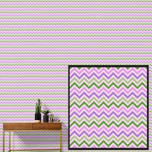 Pink Mauve Green Chevron Geometric on Cream Wallpaper