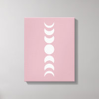 Pink / Mauve Minimalist Moon Phase Wall Art Canvas