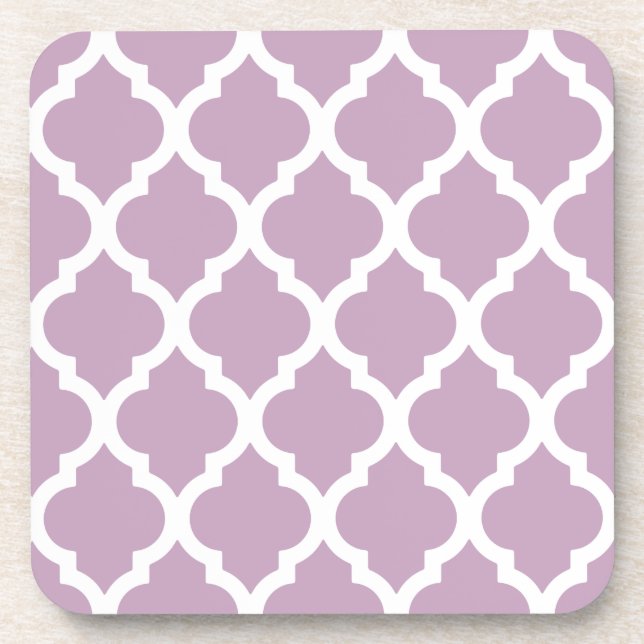 Pink Mauve Mist Moroccan Tile Trellis Coaster (Front)