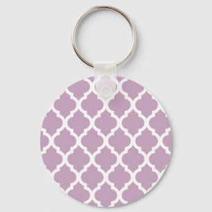 Pink Mauve Mist Moroccan Tile Trellis Key Ring