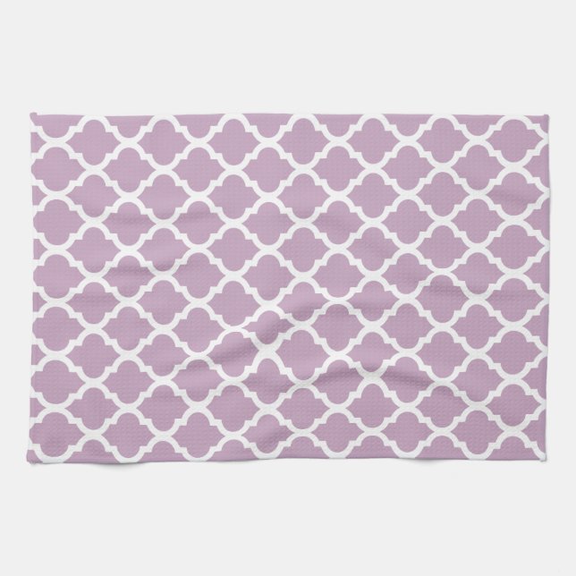 Pink Mauve Mist Moroccan Tile Trellis Tea Towel (Horizontal)