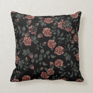 Pink Mauve Roses Floral Pattern Cushion