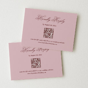 Pink mauve Wedding RSVP Qr Code Enclosure Card