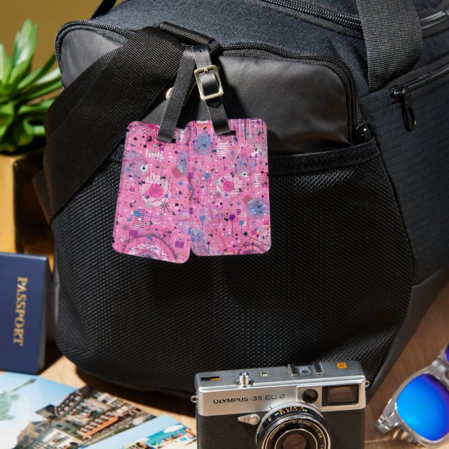 Pink Maximalist Abstract Art  Luggage Tag (Front & Back)