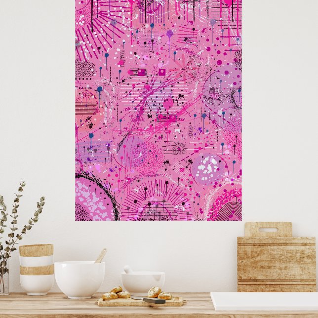 Pink Maximalist Abstract: Raspberry Sundae Poster (Kitchen)
