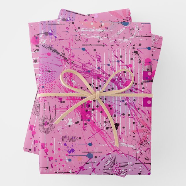 Pink Maximalist Abstract: Raspberry Sundae Wrapping Paper Sheet (In situ)
