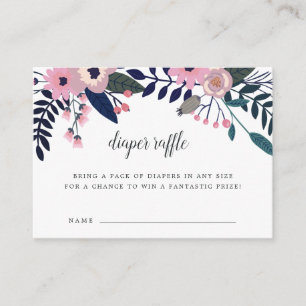 Pink Meadow Baby Shower Diaper Raffle Cards