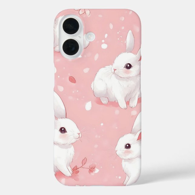 Pink Meadow Bunny Floral Garden Case-Mate iPhone Case (Back)