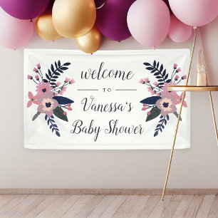 Pink Meadow   Floral Bridal or Baby Shower Welcome Banner