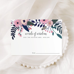 Pink Meadow   Floral Bridal Shower Advice Card