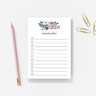 Pink Meadow Lined Floral To Do List Post-it Notes