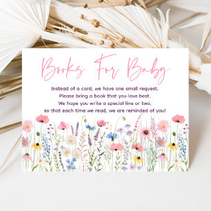Pink Meadow Wildflowers Baby Shower Book Request Enclosure Card
