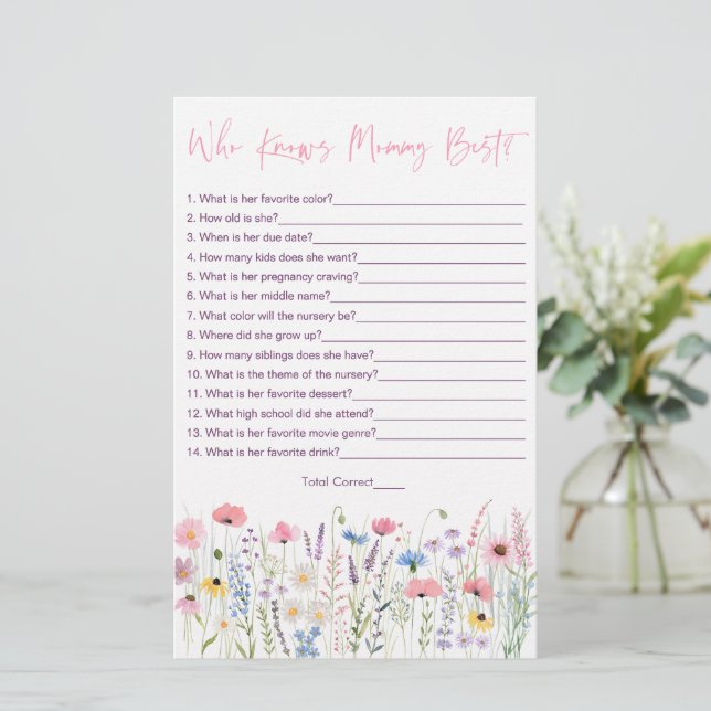 Pink Meadow Wildflowers Who Knows Mummy Best Game (Standing Front)