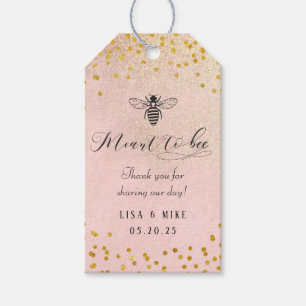 Pink Meant to Bee Wedding Honey Favour Gift Tags