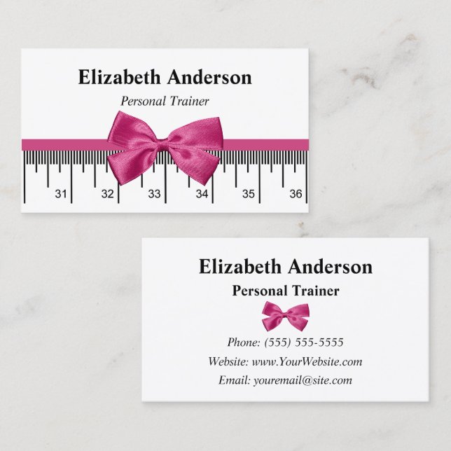 Pink Measuring Tape Trainer Business Card (Front/Back)