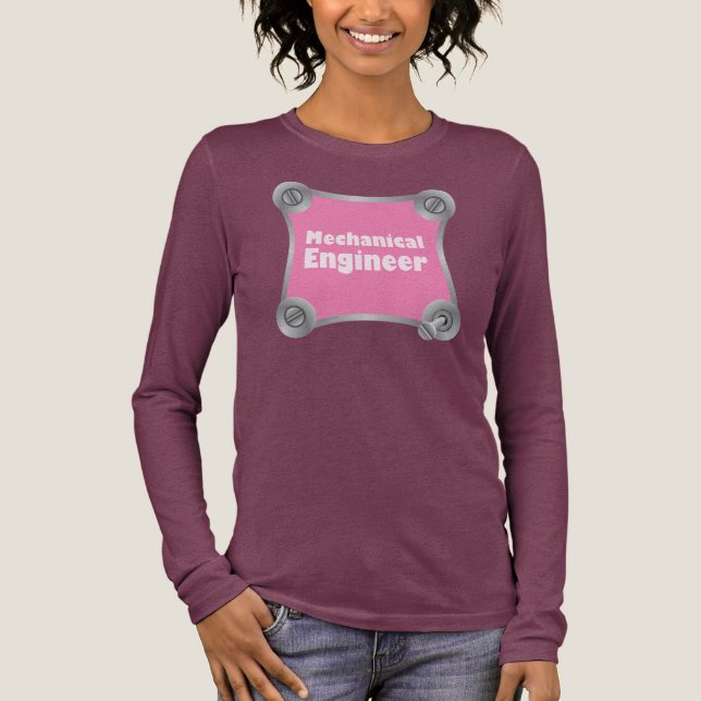 Pink Mechanical Engineer Fastener Tri-Blend Shirt (Front)