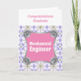 Pink Mechanical Engineer Graduation Card
