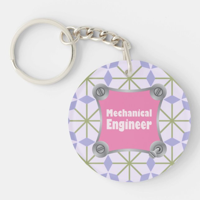 Pink Mechanical Engineer Key Ring (Front)