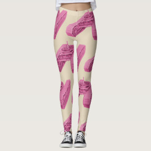 PINK MECHANICAL GEARS INDUSTRIAL MACHINERY TANK LEGGINGS