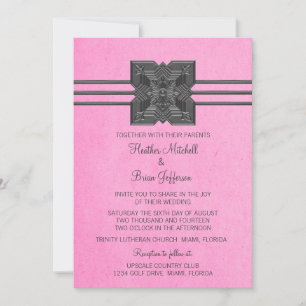 Pink Medallion Border Wedding Invite
