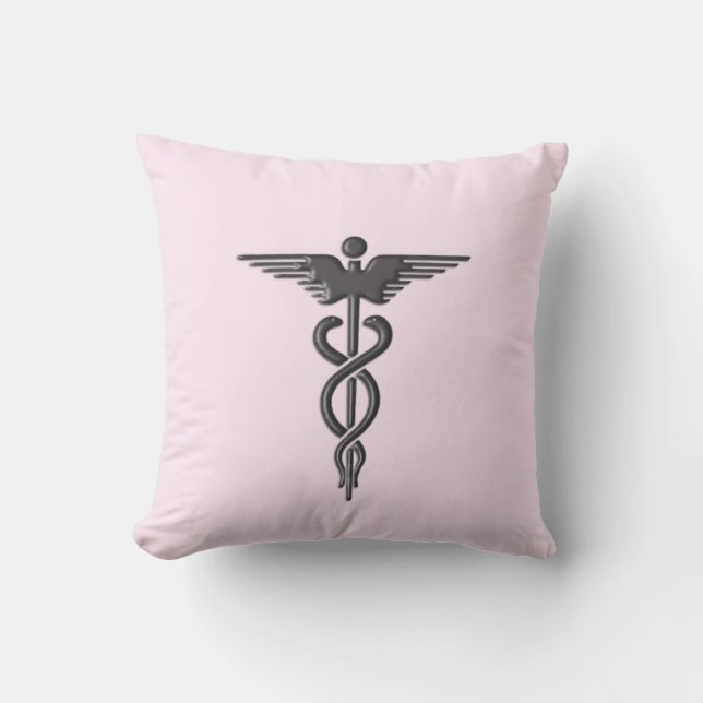 Pink Medical Caduceus Cushion (Front)
