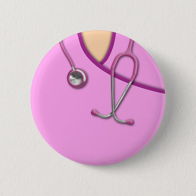 Pink Medical Scrubs 6 Cm Round Badge (Front)
