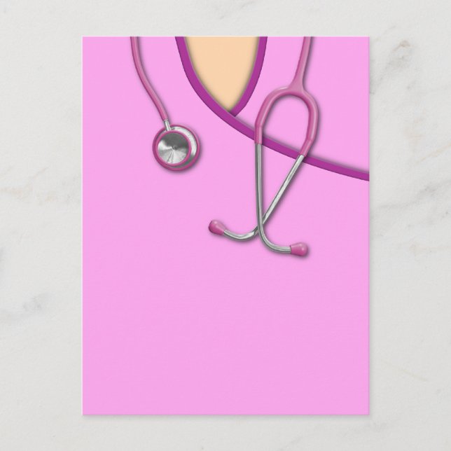 Pink Medical Scrubs Postcard (Front)