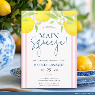 Pink Mediterranean Main Squeeze Bridal Shower Invitation