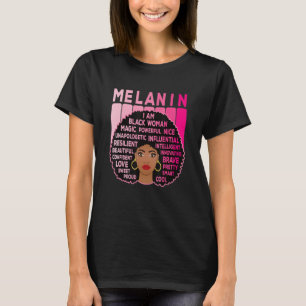 Pink Melanin Pride Black Woman Afro American Black T-Shirt