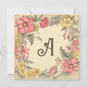 Pink Melon, Cream, & Yellow: Monogrammed Notecards