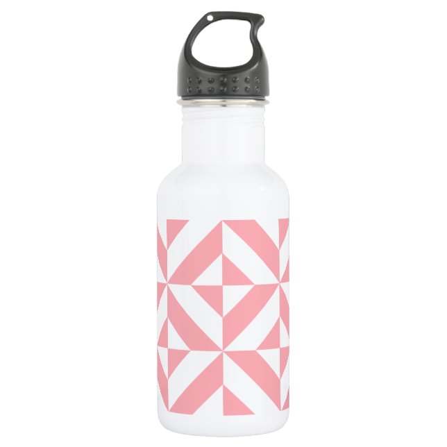 Pink Melon Geometric Deco Cube Pattern 532 Ml Water Bottle (Front)