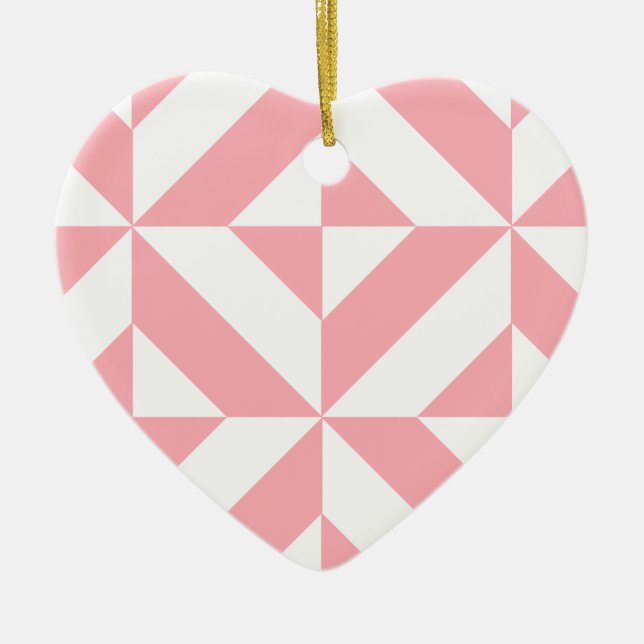 Pink Melon Geometric Deco Cube Pattern Ceramic Tree Decoration (Front)