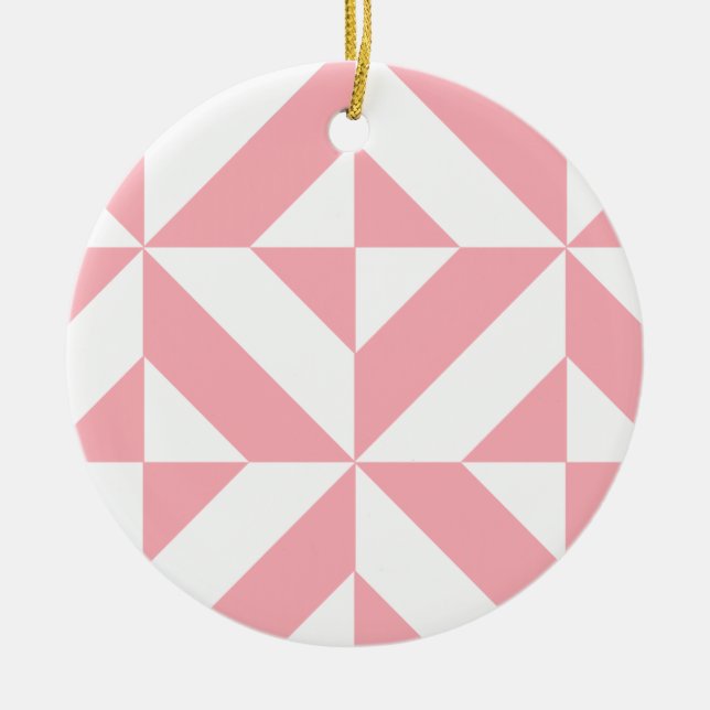 Pink Melon Geometric Deco Cube Pattern Ceramic Tree Decoration (Front)