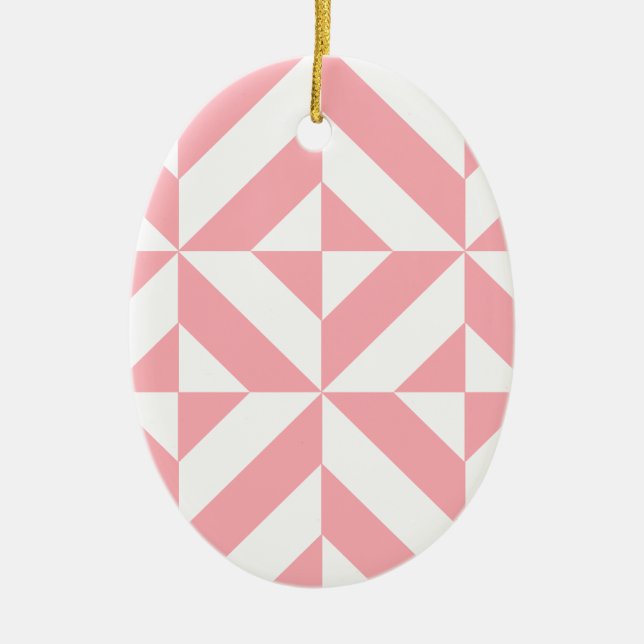 Pink Melon Geometric Deco Cube Pattern Ceramic Tree Decoration (Front)
