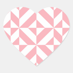 Pink Melon Geometric Deco Cube Pattern Heart Sticker