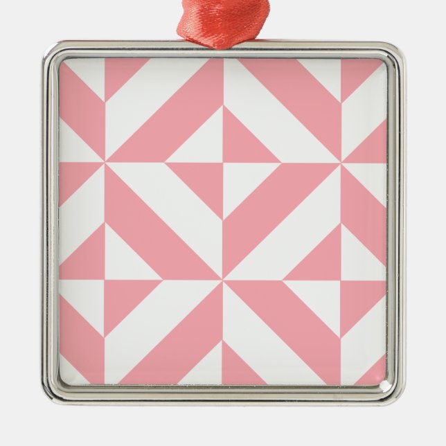 Pink Melon Geometric Deco Cube Pattern Metal Tree Decoration (Front)