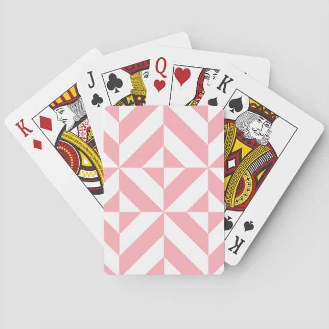Pink Melon Geometric Deco Cube Pattern Playing Cards (Back)