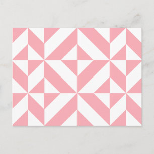 Pink Melon Geometric Deco Cube Pattern Postcard