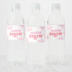 Pink Melted Snow Water Bottle Labels